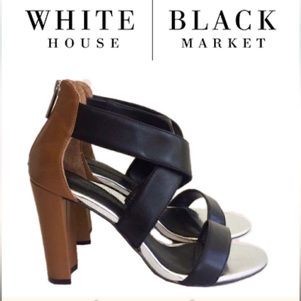 WHBM Leather Colorblock “Melodie” heel size 10